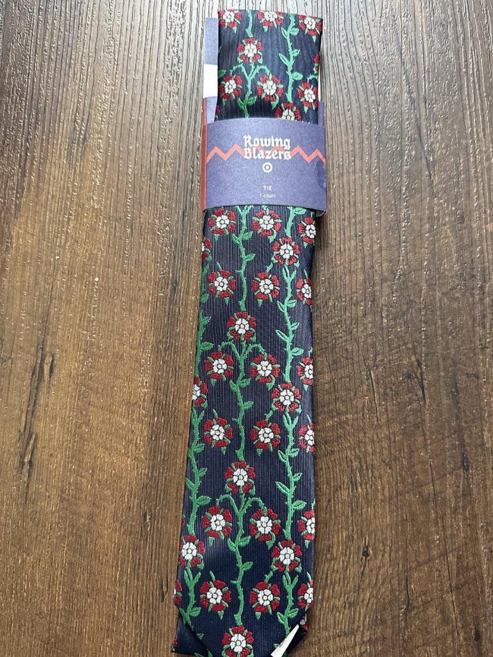 Rowing Blazers x Target Rose Print Tie NWT Navy Red Floral Necktie Tudor Rose
